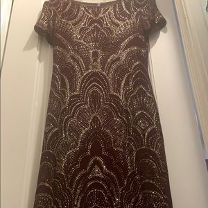 Burgundy gold glitter dress